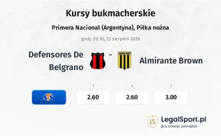 Defensores De Belgrano - Almirante Brown kursy bukmacherskie