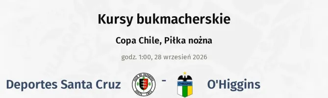 Deportes Santa Cruz - O'Higgins kursy bukmacherskie