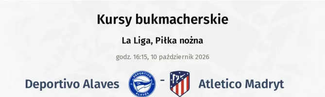 Deportivo Alaves - Atletico Madryt kursy bukmacherskie