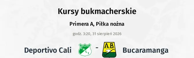 Deportivo Cali - Bucaramanga kursy bukmacherskie