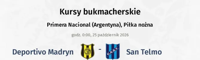 Deportivo Madryn - San Telmo kursy bukmacherskie