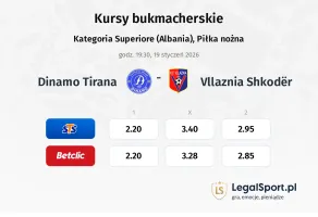 Dinamo Tirana - Vllaznia Shkodër kursy bukmacherskie