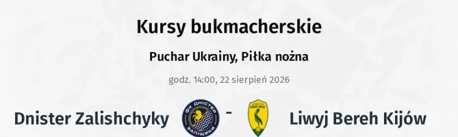 Dnister Zalishchyky - Liwyj Bereh Kijów kursy bukmacherskie