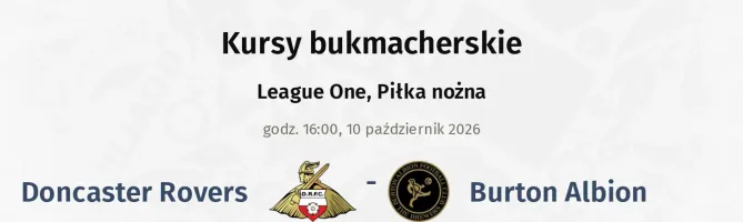 Doncaster Rovers - Burton Albion kursy bukmacherskie