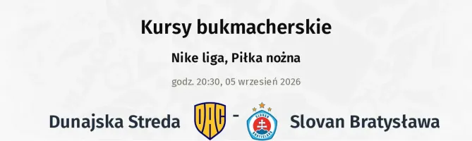 Dunajska Streda - Slovan Bratysława kursy bukmacherskie