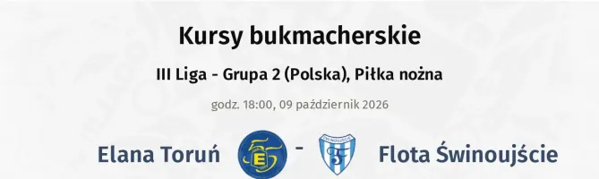 Elana Toruń - Flota Świnoujście kursy bukmacherskie