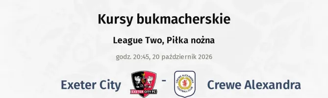 Exeter City - Crewe Alexandra kursy bukmacherskie