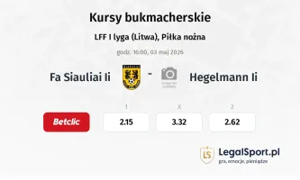 FA Šiauliai II - Hegelmann II kursy bukmacherskie