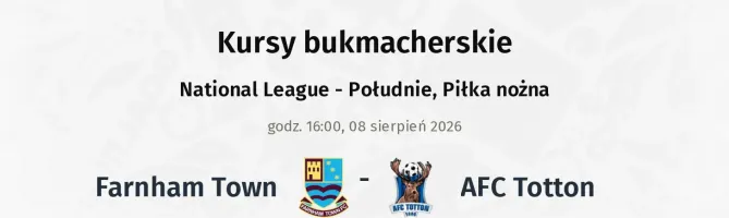Farnham Town - AFC Totton kursy bukmacherskie