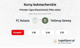 FC Astana - Yelimay Semey kursy bukmacherskie