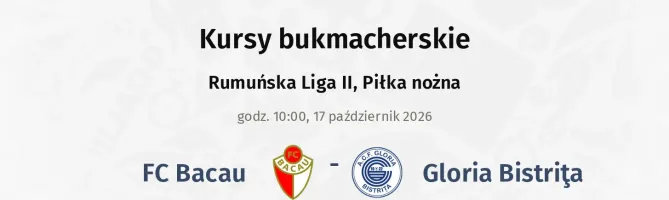 FC Bacau - Gloria Bistriţa kursy bukmacherskie