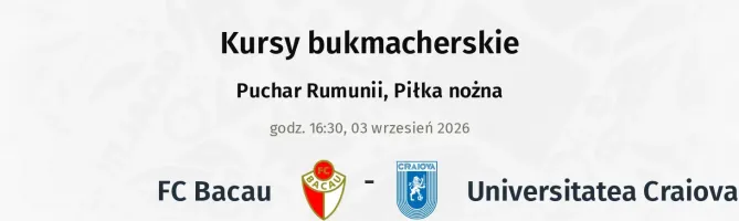 FC Bacau - Universitatea Craiova kursy bukmacherskie
