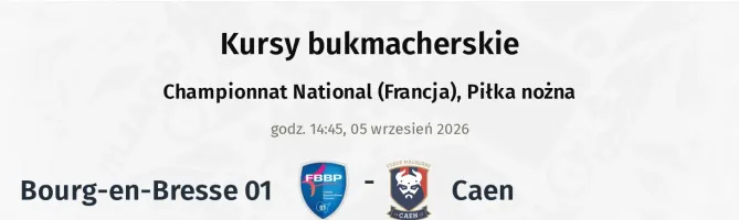 FC Bourg-Péronnas - Caen kursy bukmacherskie