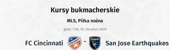 FC Cincinnati - San Jose Earthquakes kursy bukmacherskie