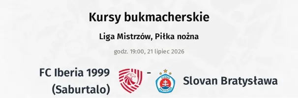 FC Iberia 1999 (Saburtalo) - Slovan Bratysława kursy bukmacherskie