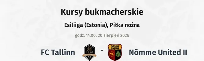 FC Tallinn - Nõmme United II kursy bukmacherskie