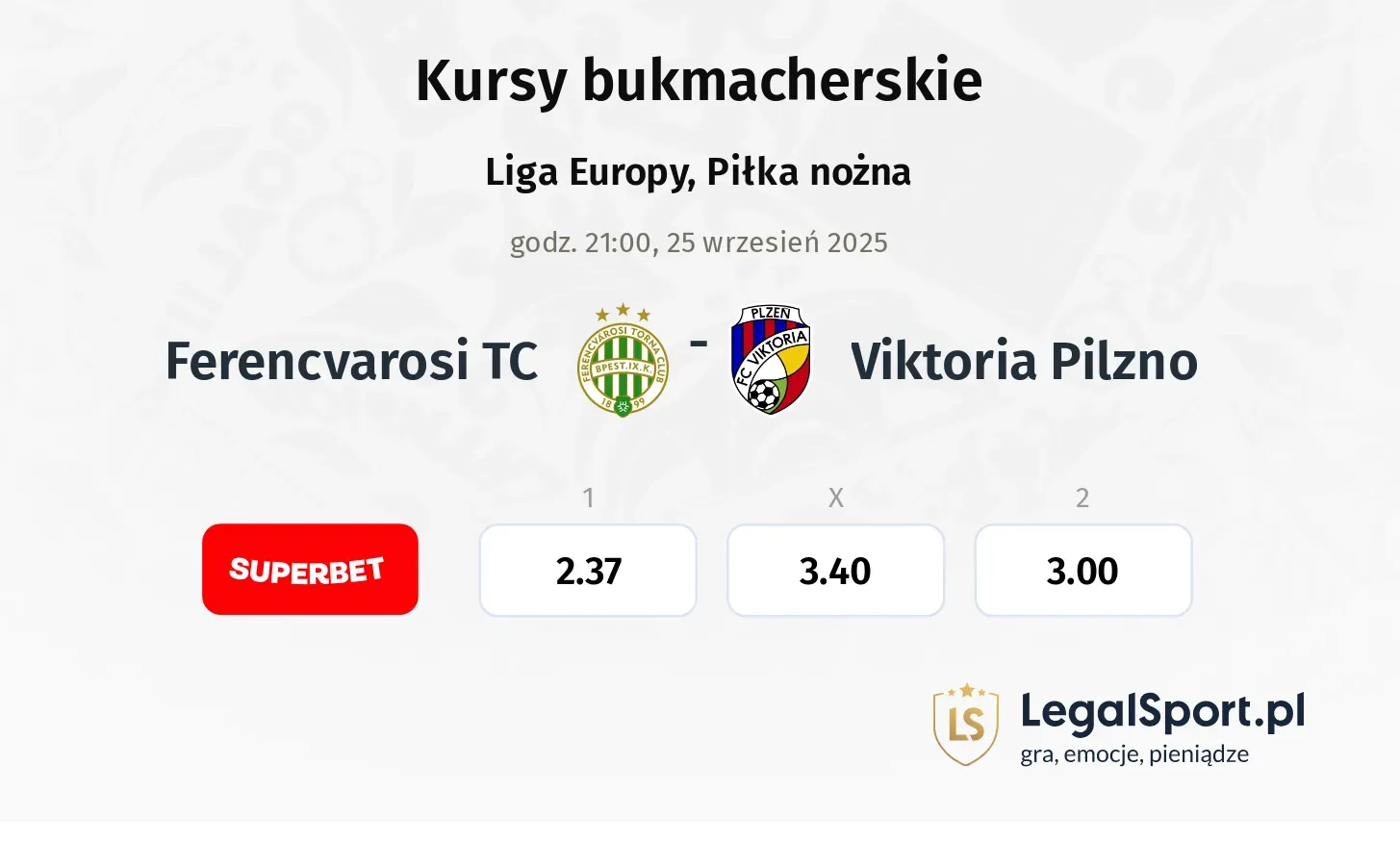 Kursy Ferencvarosi TC - Viktoria Pilzno