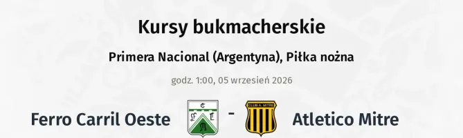 Ferro Carril Oeste - Atletico Mitre kursy bukmacherskie