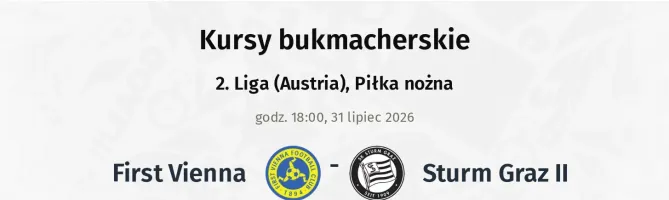 First Vienna - Sturm Graz II kursy bukmacherskie