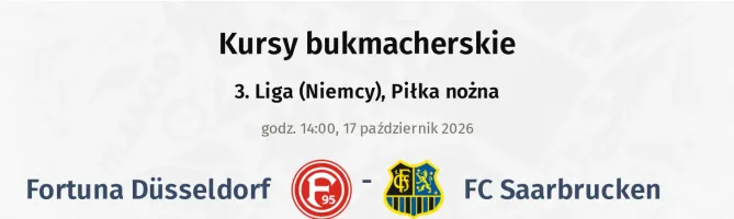 Fortuna Düsseldorf - FC Saarbrucken kursy bukmacherskie