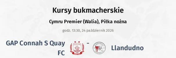 GAP Connah S Quay FC - Llandudno kursy bukmacherskie
