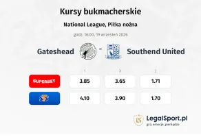 Gateshead - Southend United kursy bukmacherskie