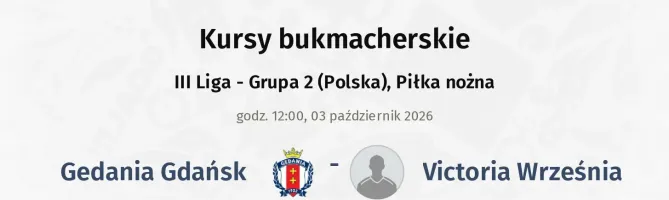 Gedania Gdańsk - Victoria Września kursy bukmacherskie