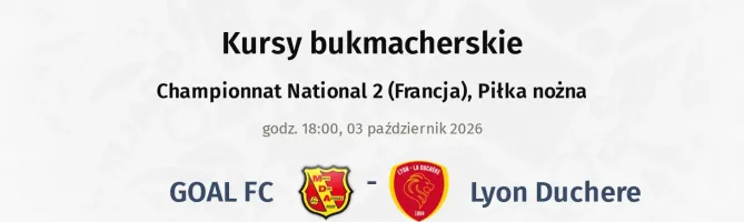 GOAL FC - Lyon Duchere kursy bukmacherskie