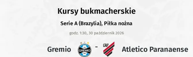 Gremio - Atletico Paranaense kursy bukmacherskie