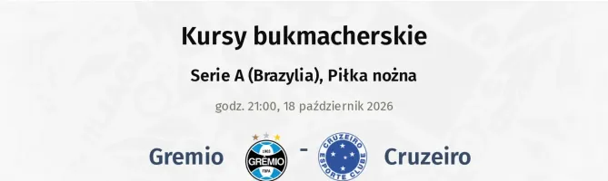 Gremio - Cruzeiro kursy bukmacherskie