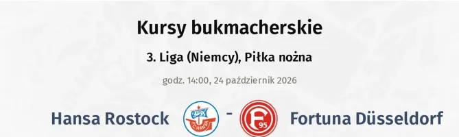 Hansa Rostock - Fortuna Düsseldorf kursy bukmacherskie
