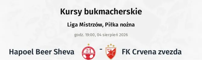 Hapoel Beer Sheva - FK Crvena Zvezda kursy bukmacherskie