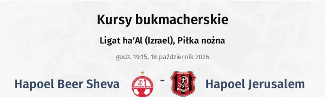Hapoel Beer Sheva - Hapoel Jerusalem kursy bukmacherskie
