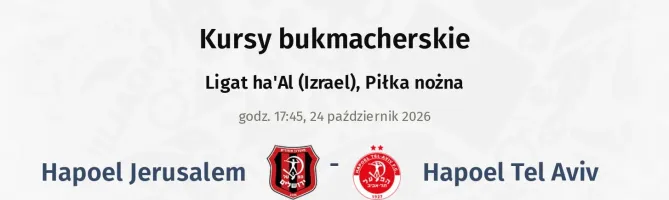 Hapoel Jerusalem - Hapoel Tel Aviv kursy bukmacherskie