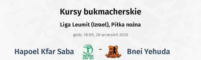 Hapoel Kfar Saba - Bnei Yehuda kursy bukmacherskie