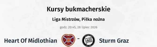 Heart Of Midlothian - Sturm Graz kursy bukmacherskie