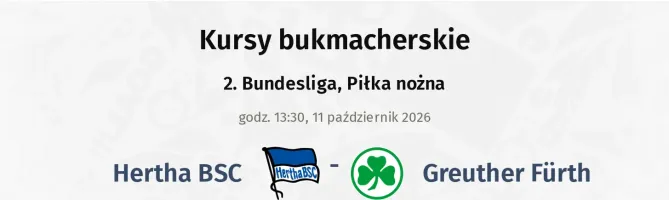 Hertha BSC - Greuther Fürth kursy bukmacherskie