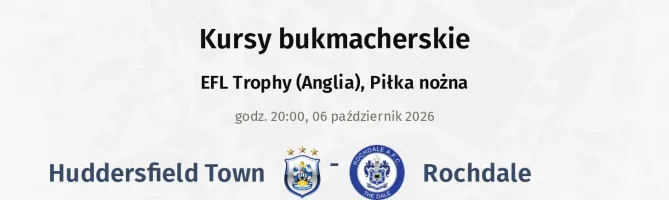 Huddersfield Town - Rochdale kursy bukmacherskie