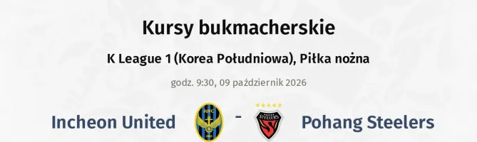 Incheon United - Pohang Steelers kursy bukmacherskie