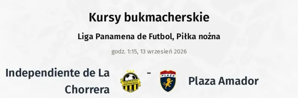 Independiente de La Chorrera - Plaza Amador kursy bukmacherskie
