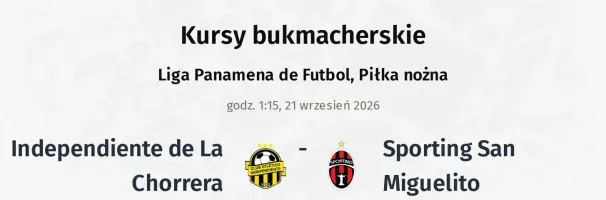 Independiente de La Chorrera - Sporting San Miguelito kursy bukmacherskie