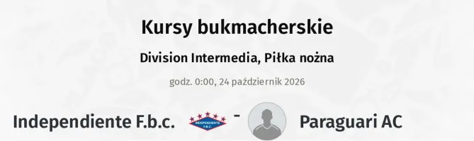 Independiente F.b.c. - Paraguari AC kursy bukmacherskie