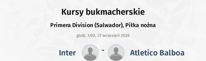Inter - Atletico Balboa kursy bukmacherskie