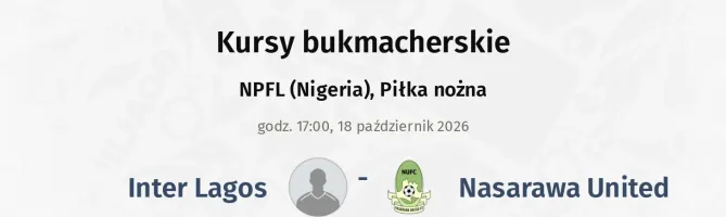 Inter Lagos - Nasarawa United kursy bukmacherskie