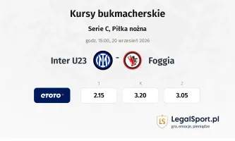 Inter U23 - Foggia kursy bukmacherskie