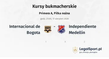 Internacional de Bogota - Independiente Medellin kursy bukmacherskie