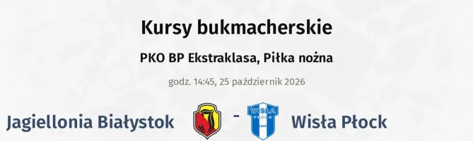 Jagiellonia Białystok - Wisła Płock kursy bukmacherskie