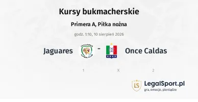 Jaguares - Once Caldas kursy bukmacherskie