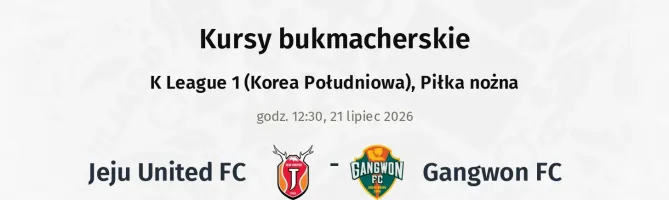 Jeju United FC - Gangwon FC kursy bukmacherskie