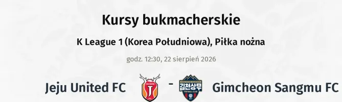 Jeju United FC - Gimcheon Sangmu FC kursy bukmacherskie